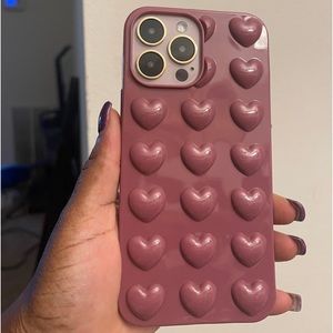 iPhone 13 Pro Max burgundy hearts case